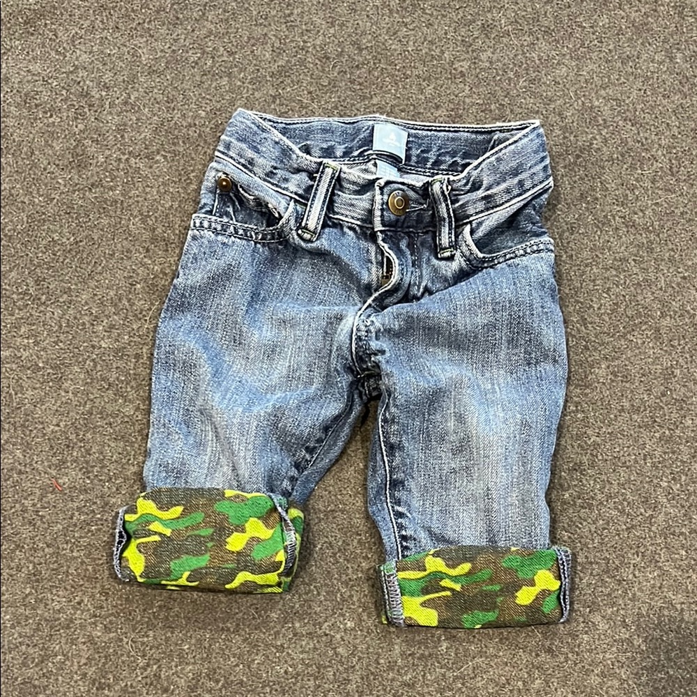 Kids Denim Jeans with Camo Cuffs